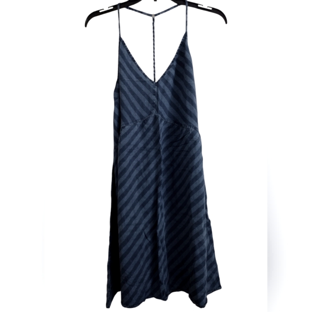 Abercrombie & Fitch Two Toned Blue Lyocell Sleeveless Striped Dress Size Large